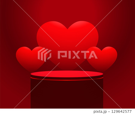valentines day hearts background with 3d podium red platform valentines day hearts background with 3d podium red platform 129642577