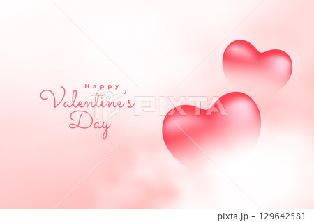valentines day card with cute hearts behind the clouds valentines day card with cute hearts behind the clouds 129642581