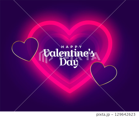 pink neon heart frame valentines day celebration card pink neon heart frame valentines day celebration card 129642623