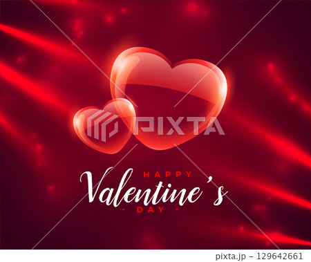 valentines day glossy love hearts background with light effect 129642661