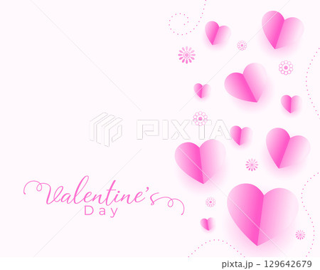 valentine's day soft background with cute paper hearts 129642679
