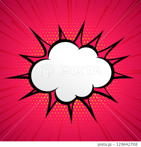 decorative retro cloud bubble expression background with radial rays 129642708