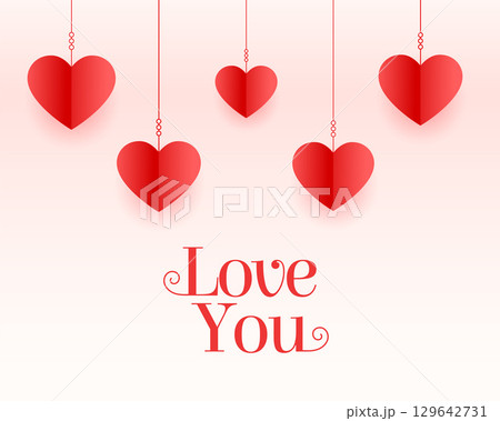 hanging style hearts valentines day love message background 129642731