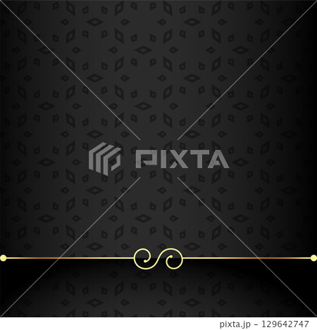 elegant floral golden line on dark black background design 129642747