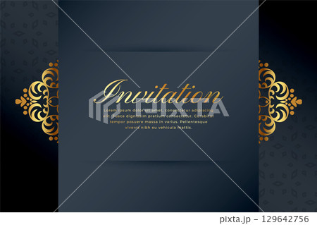 elegant golden swirl dark background design for invitation elegant golden swirl dark background design for invitation 129642756