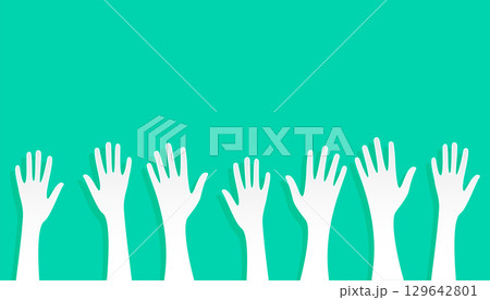 papercut volunteer group raising hand for social welfare 129642801