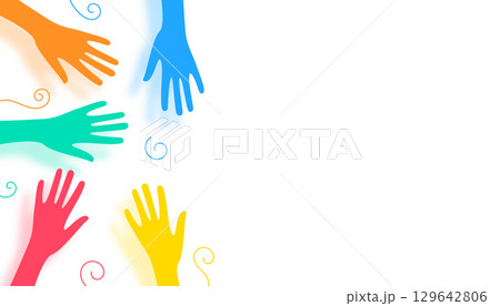 colorful volunteers community joining hand banner with text space 129642806