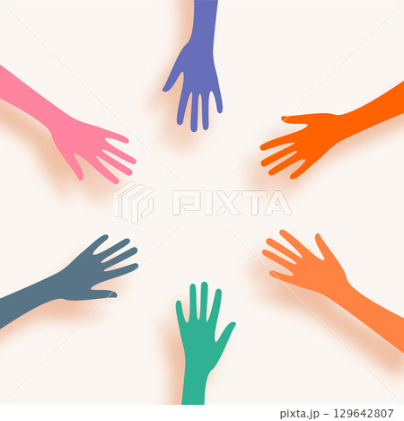 colorful volunteer joining hand background for social service 129642807