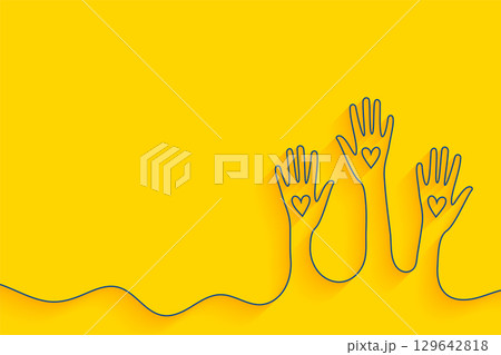 line style volunteer group raising hand up with heart line style volunteer group raising hand up with heart 129642818