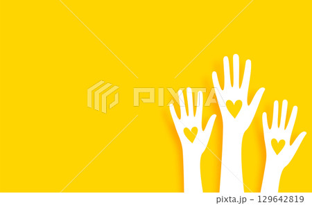 papercut style volunteer community hand up banner with text space 129642819