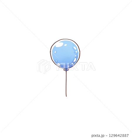 青い風船、イラスト、素材、装飾、背景なし 129642887