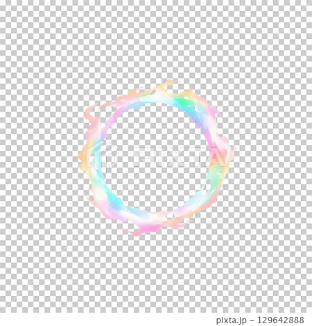 虹色の輪っかのイラスト、背景なし、素材、装飾、飾り 129642888