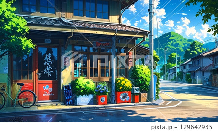 レトロな風景イラスト 129642935