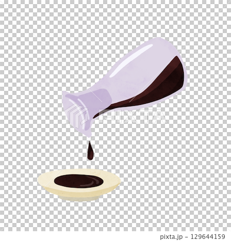 醤油差しと小皿　水彩風手描きイラスト 129644159