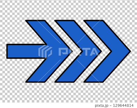 A blue arrow pointing right, drawn in a straight line 129644814