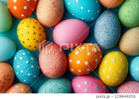 Colorful Easter eggs background 129644858