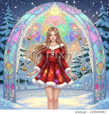 クリスマスの美しい女性のポートレート 129644867