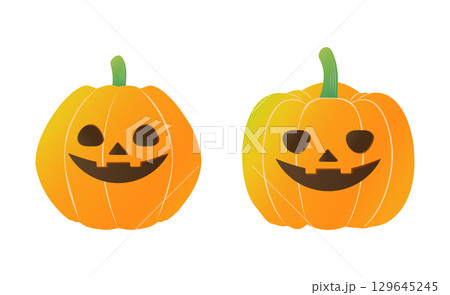 ハロウィーンのかぼちゃのベクターイラスト かわいい秋のイラスト素材 ハロウィーンのかぼちゃのベクターイラスト かわいい秋のイラスト素材 129645245