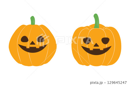 ハロウィーンのかぼちゃのベクターイラスト かわいい秋のイラスト素材 ハロウィーンのかぼちゃのベクターイラスト かわいい秋のイラスト素材 129645247