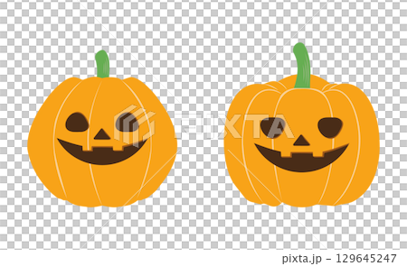 ハロウィーンのかぼちゃのベクターイラスト かわいい秋のイラスト素材 ハロウィーンのかぼちゃのベクターイラスト かわいい秋のイラスト素材 129645247