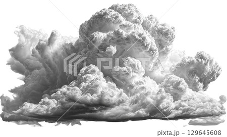 Dramatic cloud formation with intricate textures and depth. isolated on transparent background cutout 129645608