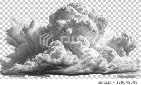 Dramatic cloud formation with intricate textures and depth. isolated on transparent background cutout 129645608