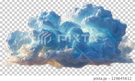Dramatic cloud formation with vibrant colors and soft textures. isolated on transparent background cutout 129645612