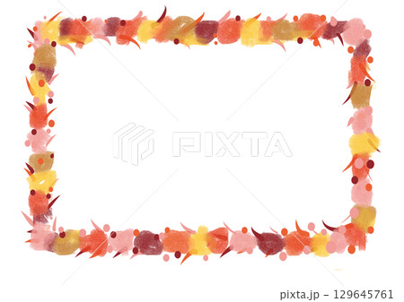 秋の紅葉をイメージしたフレームのイラスト 129645761