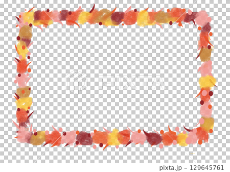 秋の紅葉をイメージしたフレームのイラスト 129645761