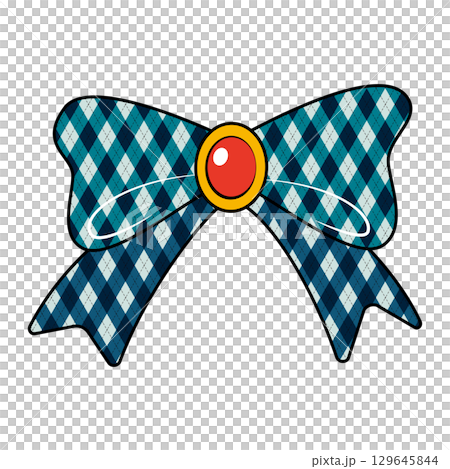 Illustration material: Argyle pattern ribbon 129645844