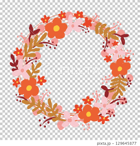 Stylish flower and leaf cute plant frame 129645877