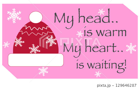 Cute beanie hat cartoon with funny quote for t-shirt or sublimation design 129646287