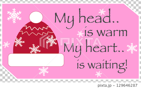 Cute beanie hat cartoon with funny quote for t-shirt or sublimation design 129646287