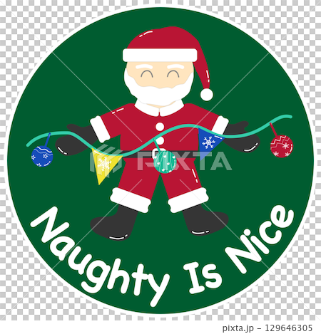 A cartoon clipart of Santa Claus on a green circle background for decorating Christmas cards, printing on T-shirts, or for sublimation design A cartoon clipart of Santa Claus on a green circle background for decorating Christmas cards, printing on T-shirts, or for sublimation design 129646305