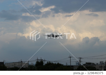 大阪国際空港　千里川土手　着陸 129646375