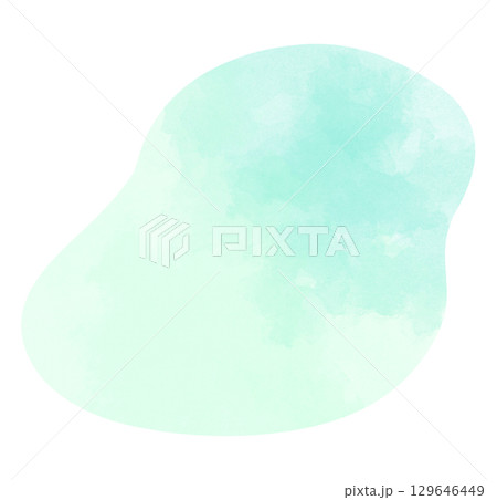 ゆるい形の黄緑の水彩素材 129646449