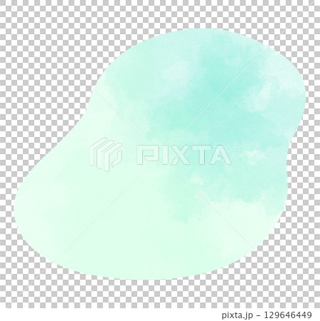 ゆるい形の黄緑の水彩素材 129646449