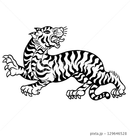 Thai tiger traditional tattoo 129646528