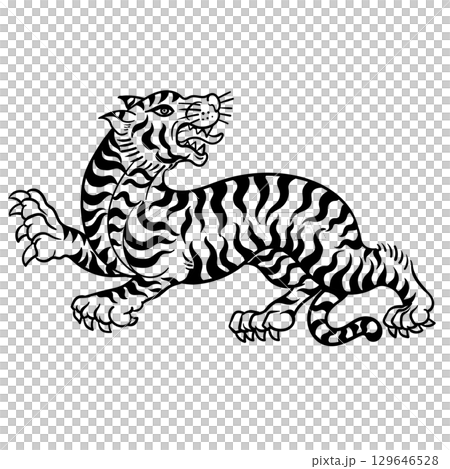 Thai tiger traditional tattoo 129646528