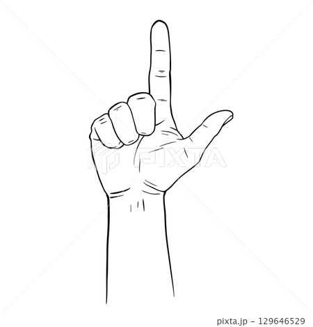 Hand gesture showing letter L 129646529