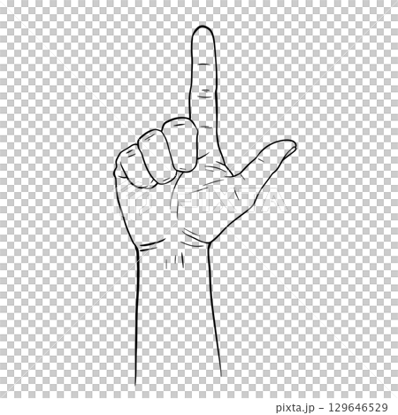 Hand gesture showing letter L 129646529