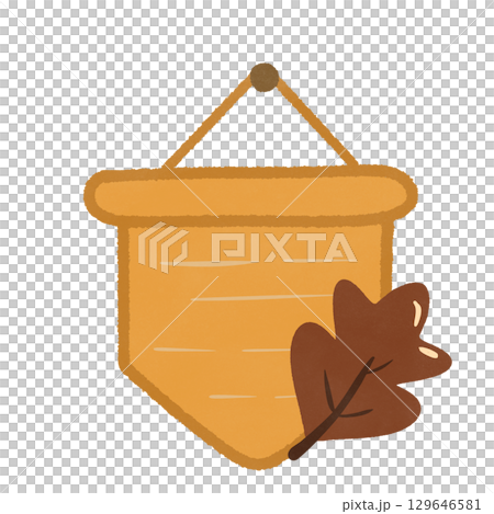 Brown banner with oak leaf Brown banner with oak leaf 129646581