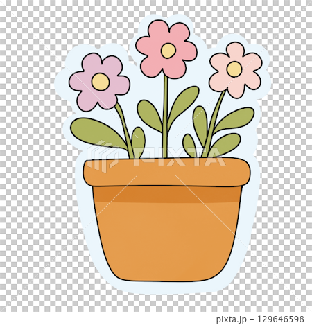 Flower in the pot sticker Flower in the pot sticker 129646598