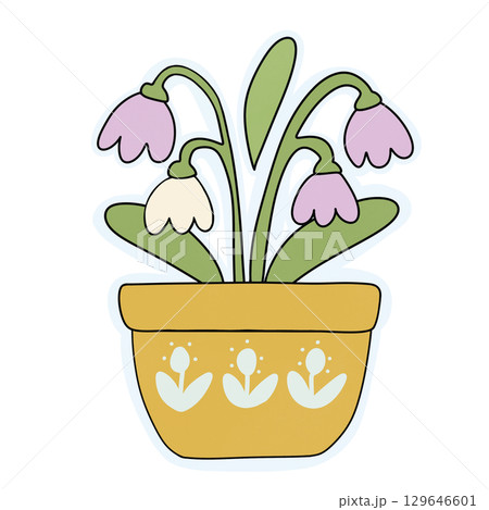 Flower in the pot sticker Flower in the pot sticker 129646601