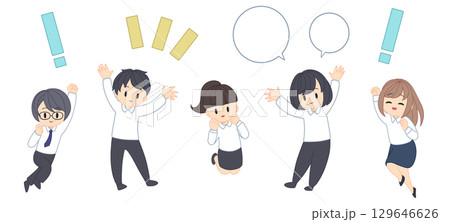 やる気に満ちたビジネスマンのイラストセット 129646626