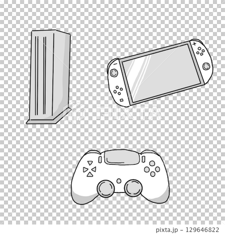 Illustrations of various game consoles 129646822