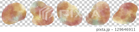 ゆるい形の紅葉色の水彩素材セット 129646911