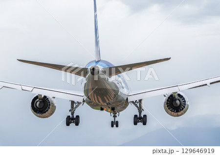 夏の仙台空港　着陸中の飛行機　宮城県名取市 129646919