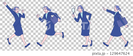 活潑的動漫風格女性尋找工作,西裝,全身 活潑的動漫風格女性尋找工作,西裝,全身 129647624