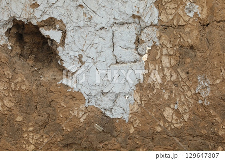 Damaged Rural House Mud wall Texture 129647807